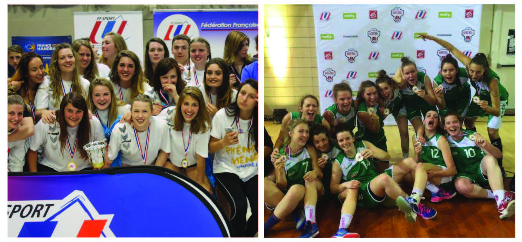 Les équipes féminines de hand et basket championnes de France U