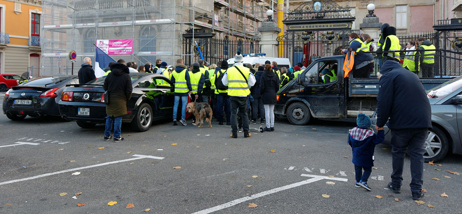 Mouvement des gilets jaunes, Belfort, le 18 novembre 2018 © Thomas Bresson / Flickr, CC BY-SA